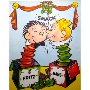 Fritz And Hans Christmas Greeting Card Famous Fun Comics 1951 King Feature Smack